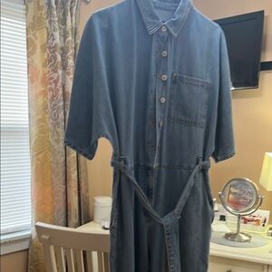 Blue Denim Button-Up Jumpsuit